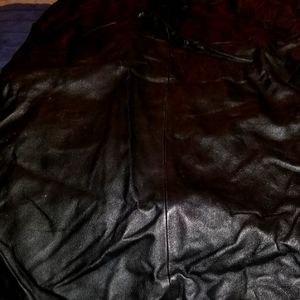 a little longer a line genuine  leather black skirt from newport news tailored